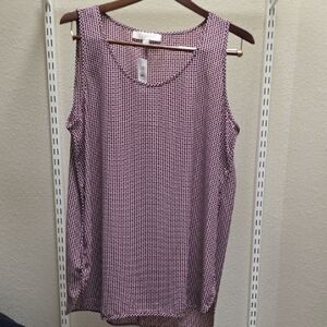 LOFT Maroon Gingham Sleeveless Tank Top